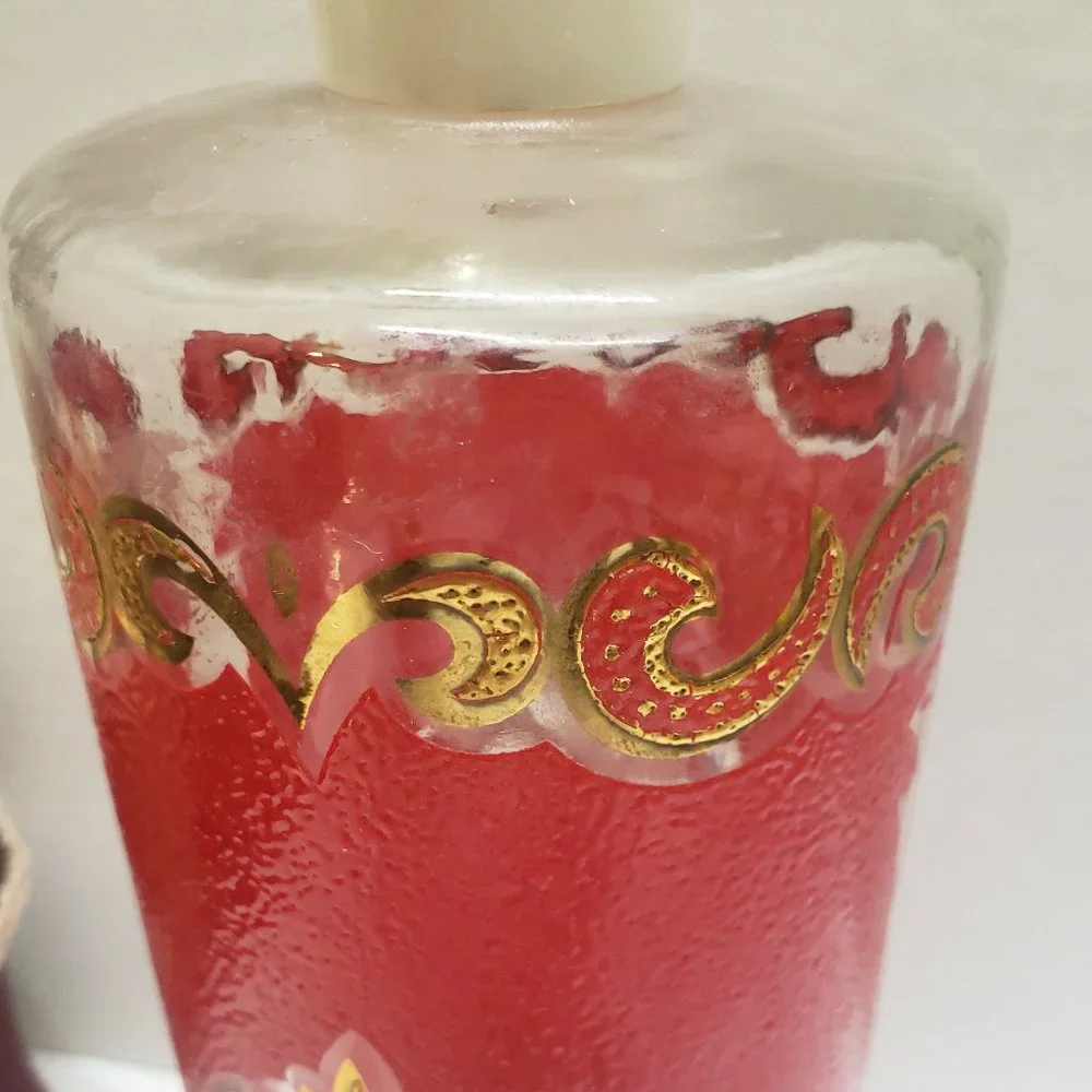 Vintage Starlyte Red & Gold Hand Painted Jar Art Deco Decor